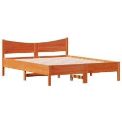 vidaXL Estructura cama con cabecero madera pino marrón cera 160x200 cm
