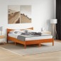 vidaXL Estructura cama con cabecero madera pino marrón cera 160x200 cm