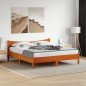 vidaXL Estructura cama con cabecero madera pino marrón cera 200x200 cm vidaXL Estructura cama con cabecero madera pino marrón cera 200x200 cm