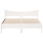 vidaXL Estructura de cama con cabecero madera de pino blanco 150x200cm vidaXL Estructura de cama con cabecero madera de pino blanco 150x200cm
