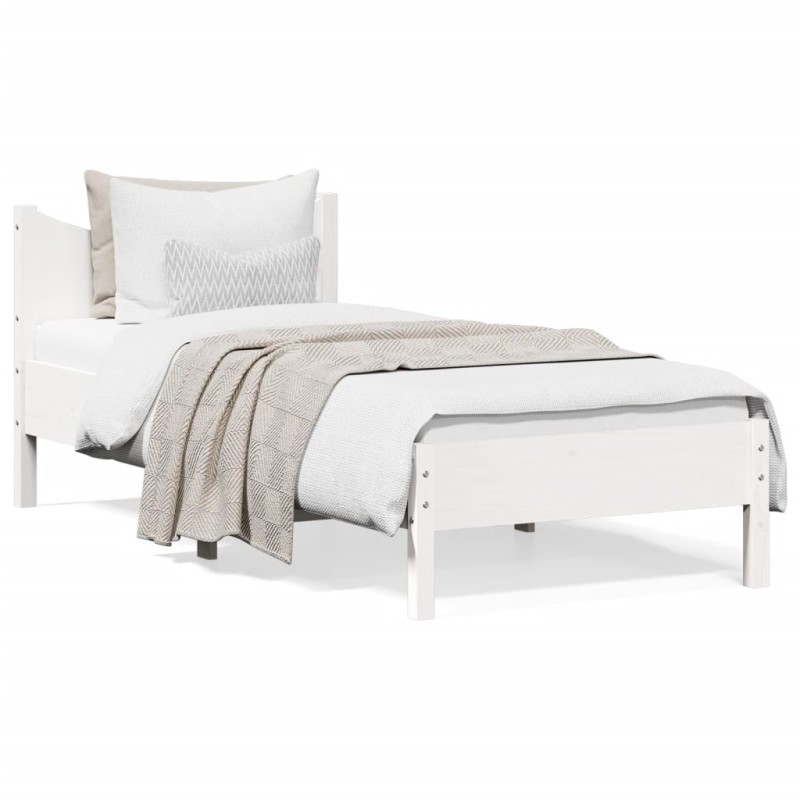 vidaXL Estructura de cama madera maciza de pino blanco 100x200 cm vidaXL Estructura de cama madera maciza de pino blanco 100x200 cm