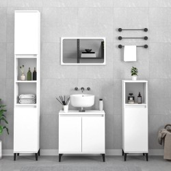 vidaXL Juego de muebles de baño 3 pzas madera contrachapada blanco