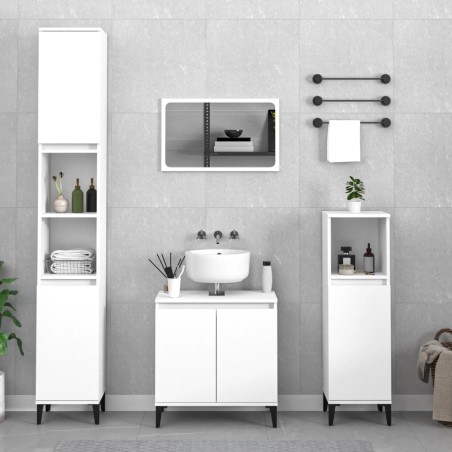 vidaXL Juego de muebles de baño 3 pzas madera contrachapada blanco