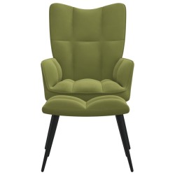 vidaXL Silla de relajación con reposapiés terciopelo verde claro