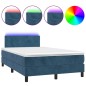 vidaXL Cama box spring colchón y LED terciopelo azul oscuro 120x200 cm vidaXL Cama box spring colchón y LED terciopelo azul oscuro 120x200 cm
