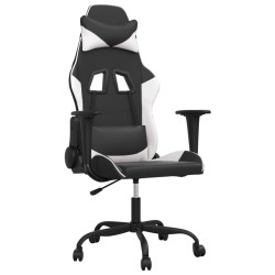 vidaXL Silla gaming cuero sintético negro y blanco