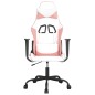 vidaXL Silla gaming cuero sintético blanco y rosa