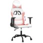 vidaXL Silla gaming cuero sintético blanco y rosa