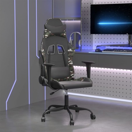 vidaXL Silla gaming cuero sintético negro y camuflaje