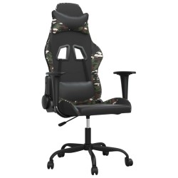 vidaXL Silla gaming cuero sintético negro y camuflaje
