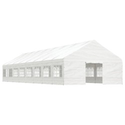 vidaXL Cenador con techo polietileno blanco 17,84x5,88x3,75 m