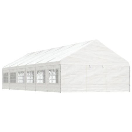 vidaXL Cenador con techo polietileno blanco 13,38x5,88x3,75 m