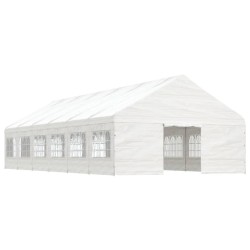 vidaXL Cenador con techo polietileno blanco 13,38x5,88x3,75 m