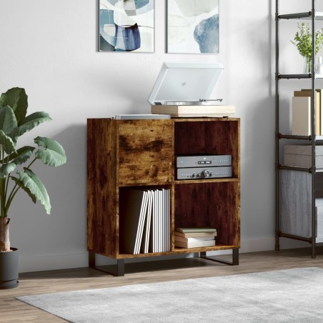 vidaXL Mueble discos madera contrachapada roble ahumado 84,5x38x89 cm