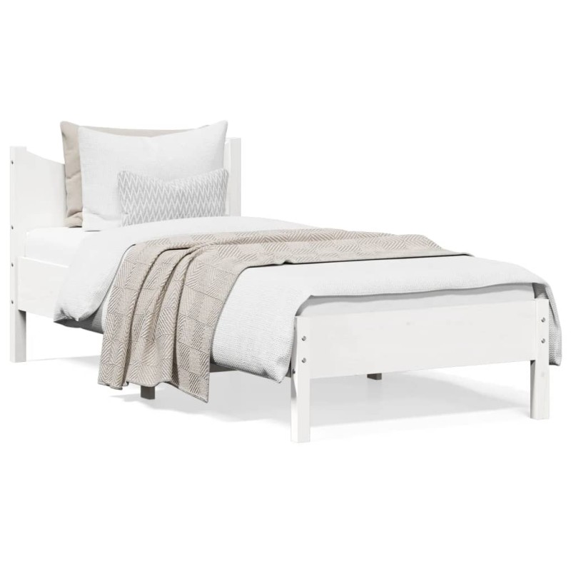 vidaXL Estructura de cama madera maciza de pino blanco 90x200 cm vidaXL Estructura de cama madera maciza de pino blanco 90x200 cm