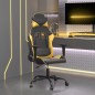 vidaXL Silla gaming de masaje cuero sintético negro y dorado vidaXL Silla gaming de masaje cuero sintético negro y dorado