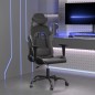 vidaXL Silla gaming de masaje cuero sintético negro y gris vidaXL Silla gaming de masaje cuero sintético negro y gris