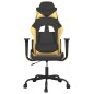 vidaXL Silla gaming de masaje cuero sintético negro y dorado vidaXL Silla gaming de masaje cuero sintético negro y dorado