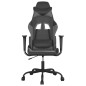 vidaXL Silla gaming de masaje cuero sintético negro y gris vidaXL Silla gaming de masaje cuero sintético negro y gris