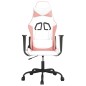 vidaXL Silla gaming de masaje cuero sintético blanco y rosa vidaXL Silla gaming de masaje cuero sintético blanco y rosa