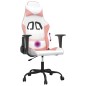 vidaXL Silla gaming de masaje cuero sintético blanco y rosa vidaXL Silla gaming de masaje cuero sintético blanco y rosa