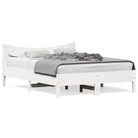 vidaXL Estructura de cama madera maciza de pino blanco 135x190 cm