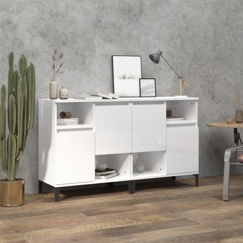 vidaXL Aparadores 2 uds madera contrachapada blanco brillo 60x35x70 cm vidaXL Aparadores 2 uds madera contrachapada blanco brillo 60x35x70 cm
