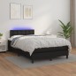 vidaXL Cama box spring con colchón LED cuero sintético negro 120x190cm