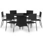 vidaXL Juego de comedor para jardín 7 piezas ratán sintético negro vidaXL Juego de comedor para jardín 7 piezas ratán sintético negro