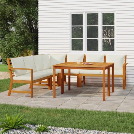vidaXL Juego comedor jardín y cojines 7 piezas madera maciza acacia