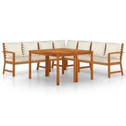 vidaXL Juego comedor jardín y cojines 7 piezas madera maciza acacia