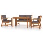 vidaXL Juego comedor de jardín 4 pzas con cojines madera maciza acacia vidaXL Juego comedor de jardín 4 pzas con cojines madera maciza acacia