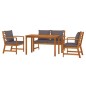 vidaXL Juego comedor de jardín 4 pzas con cojines madera maciza acacia vidaXL Juego comedor de jardín 4 pzas con cojines madera maciza acacia