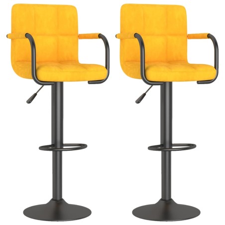 vidaXL Taburetes de cocina 2 unidades terciopelo amarillo mostaza