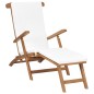 vidaXL Tumbona con cojín blanco crema madera maciza de teca vidaXL Tumbona con cojín blanco crema madera maciza de teca