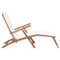 vidaXL Tumbona con cojín blanco crema madera maciza de teca vidaXL Tumbona con cojín blanco crema madera maciza de teca