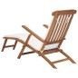 vidaXL Tumbona con cojín blanco crema madera maciza de teca vidaXL Tumbona con cojín blanco crema madera maciza de teca