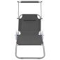 vidaXL Tumbona plegable con toldo y ruedas acero gris vidaXL Tumbona plegable con toldo y ruedas acero gris
