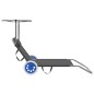 vidaXL Tumbona plegable con toldo y ruedas acero gris vidaXL Tumbona plegable con toldo y ruedas acero gris