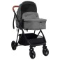 vidaXL Cochecito de bebé 3 en 1 de acero gris claro y negro vidaXL Cochecito de bebé 3 en 1 de acero gris claro y negro