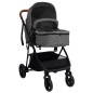 vidaXL Cochecito de bebé 3 en 1 de acero gris claro y negro vidaXL Cochecito de bebé 3 en 1 de acero gris claro y negro