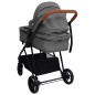 vidaXL Cochecito de bebé 3 en 1 de acero gris claro y negro vidaXL Cochecito de bebé 3 en 1 de acero gris claro y negro