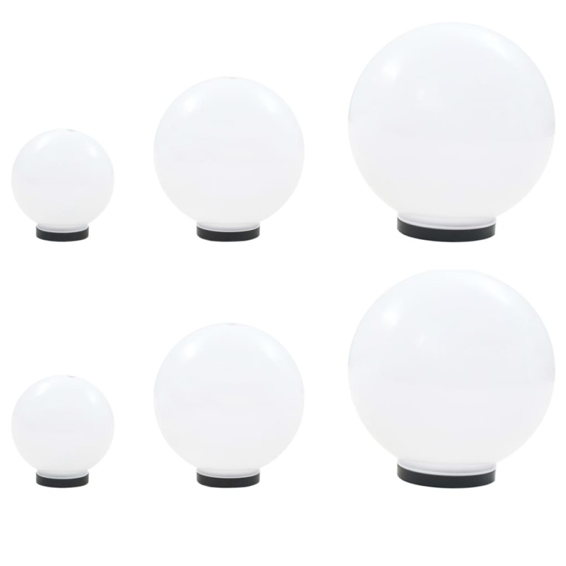 vidaXL Juego de lámparas de bola LED 6 uds esféricas PMMA 20/30/40 cm vidaXL Juego de lámparas de bola LED 6 uds esféricas PMMA 20/30/40 cm