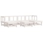 vidaXL Juego de muebles jardín 7 piezas y cojines madera maciza blanco
