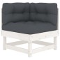vidaXL Juego de muebles jardín 7 piezas y cojines madera maciza blanco