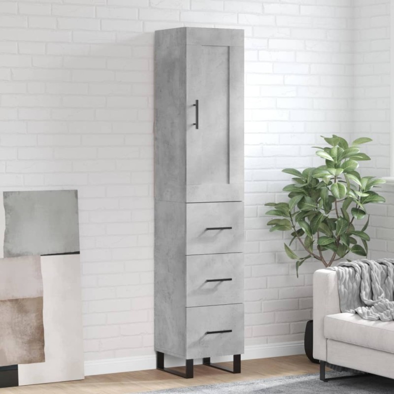 vidaXL Aparador de madera contrachapada gris hormigón 34,5x34x180 cm vidaXL Aparador de madera contrachapada gris hormigón 34,5x34x180 cm