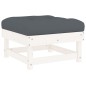vidaXL Juego de muebles jardín 7 piezas y cojines madera maciza blanco