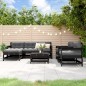 vidaXL Juego de muebles de jardín 7 pzas y cojines madera maciza negro vidaXL Juego de muebles de jardín 7 pzas y cojines madera maciza negro