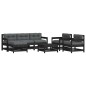 vidaXL Juego de muebles de jardín 7 pzas y cojines madera maciza negro vidaXL Juego de muebles de jardín 7 pzas y cojines madera maciza negro