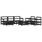 vidaXL Juego de muebles de jardín 7 pzas y cojines madera maciza negro vidaXL Juego de muebles de jardín 7 pzas y cojines madera maciza negro